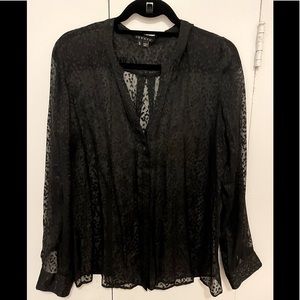 Theory Abstract Burnout Black Leopard Print Top